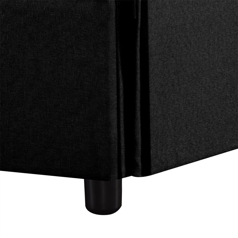 93.7" Sectional Sofa, Black Polyester