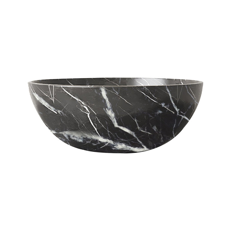 14'' Bathroom Bowl Ceramic Sink With Stone Pattern, No Faucet, Matte Black