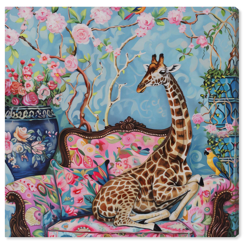 «Lounging Giraffe Canvas» par Art Remedy, H 40 po x l 40 po, Toile tendue