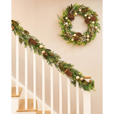 274.32cm Lighted Faux Garland with Lights