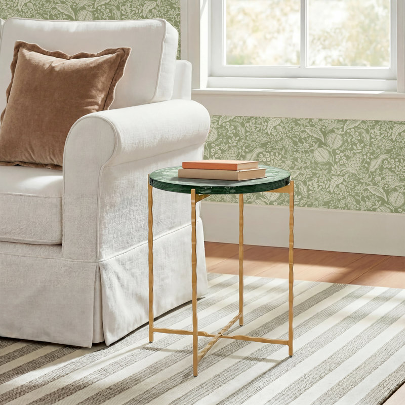 Morticia Dacey Round Glass Accent Table