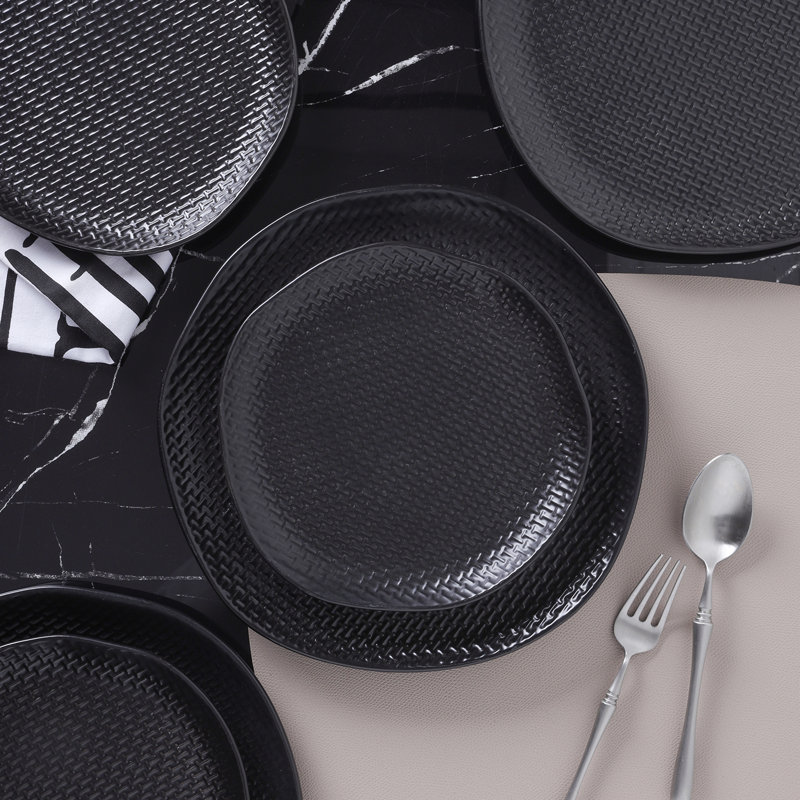 Stone Lain Abigael Salad Plate Set Stoneware, Black