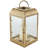 Metal Indoor Outdoor Gold Candle Lantern with Pebbled Glass