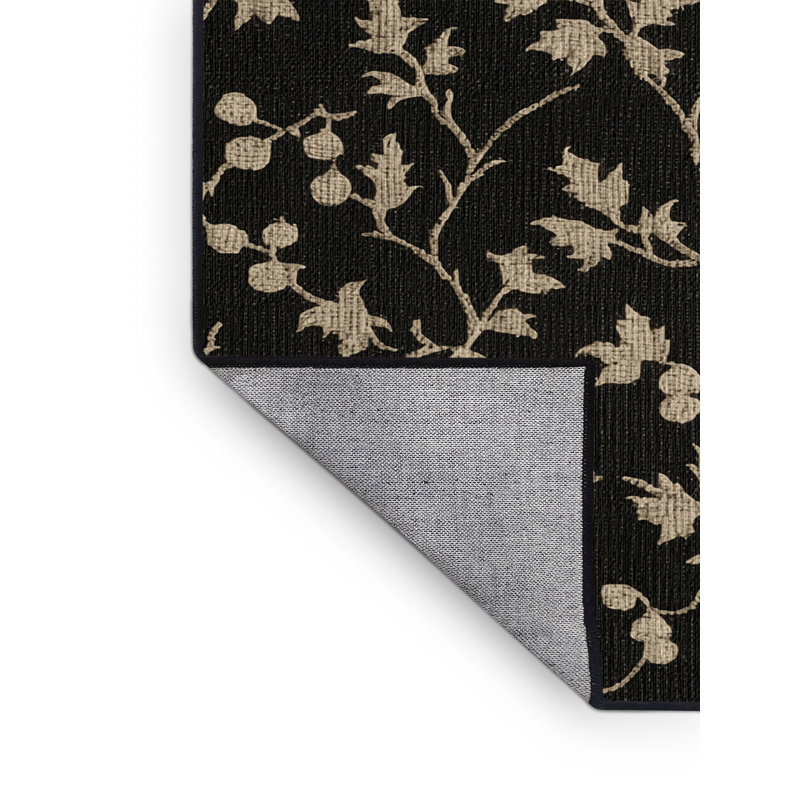 Washable Currant Black Fruits Area Rug, Round 6'
