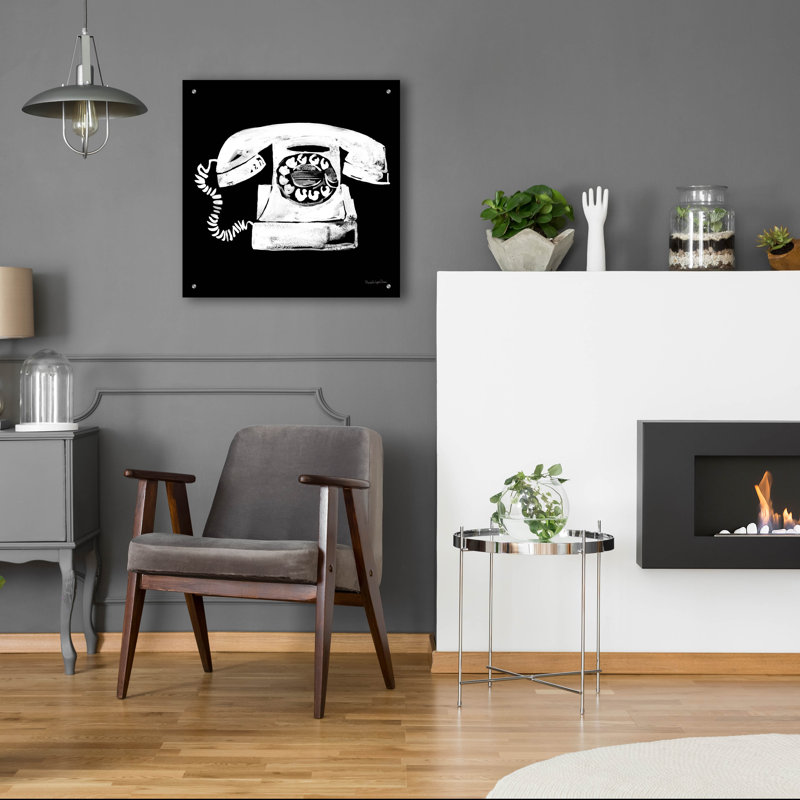 Art mural en verre Winston Porter «Call Me» par Mercedes Lopez, H 24 po x l 24 po x P 0,2 po