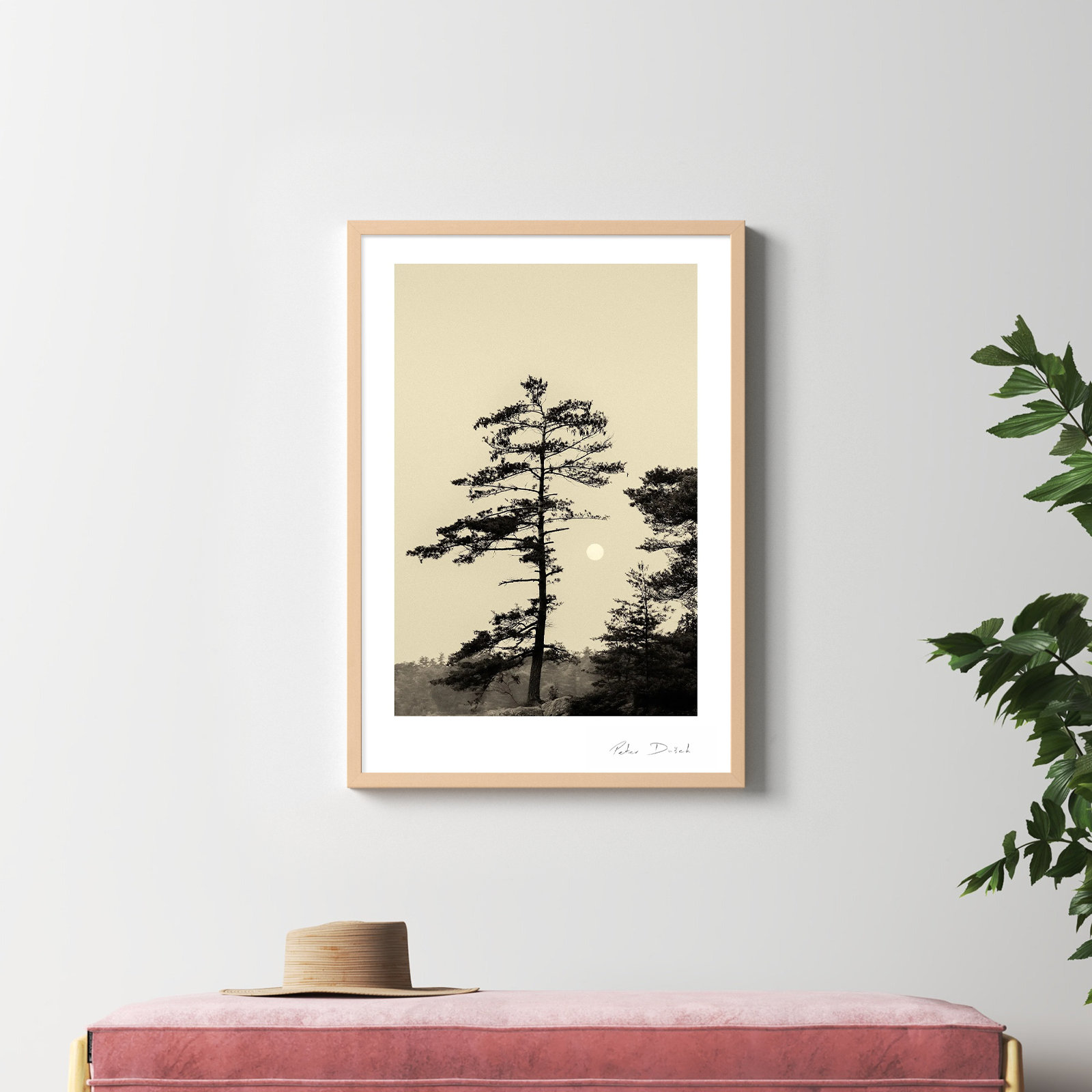 Garden Sign "Serenity" Print by Peter Dušek, 38" H x 26.5" W x 1.25" D, Brown