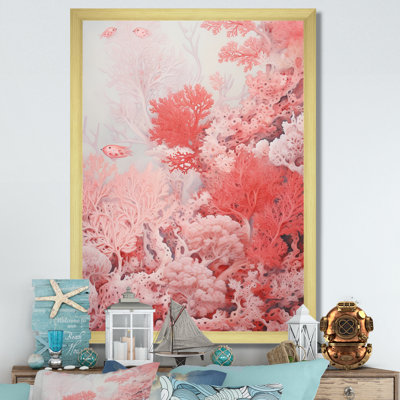 Encre liquide Crimson Coral I - plage et océan, reproduction d'art mural