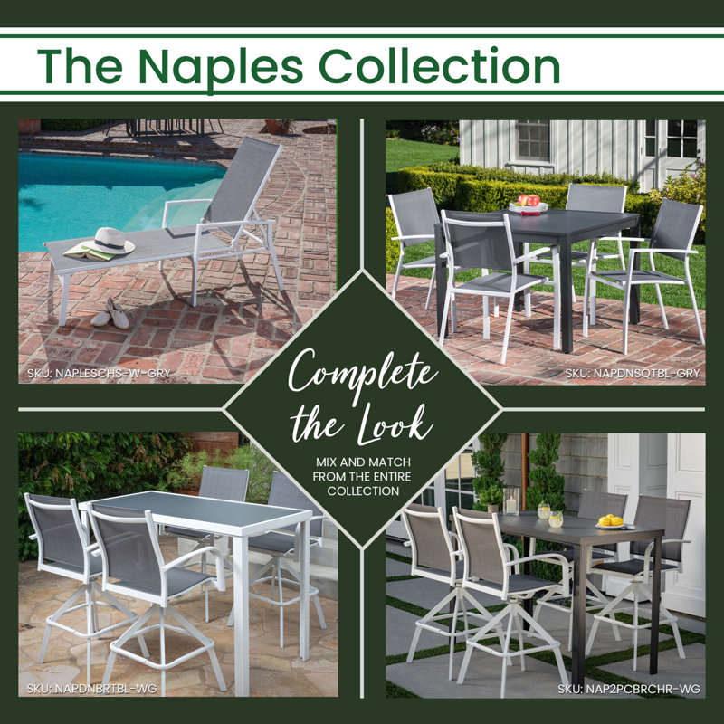 Naples 38" Gray Aluminum Square Outdoor Dining Table