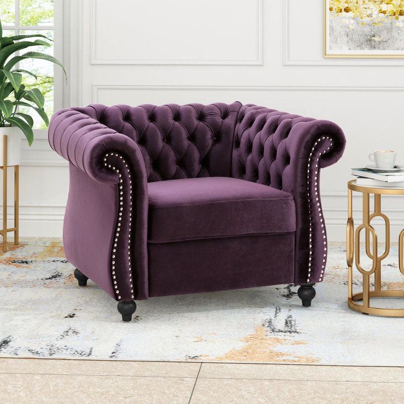 Fauteuil club Chesterfield, Dark Purple Velvet