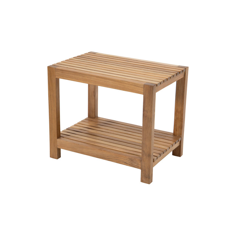 Montclair 18"x21" Teak Shower Stool, 18" H x 14" W x 21" D