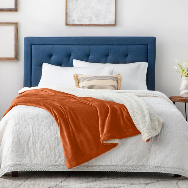 Reversible Soft Sherpa Fleece Fur Thick Dual Sided Blanket Throw, 230cm x 270cm, Rust