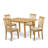 Warm Oak Color Microfiber Solid Wood Rectangular Kitchen Dinette Set with Self Storage Extension Leaf