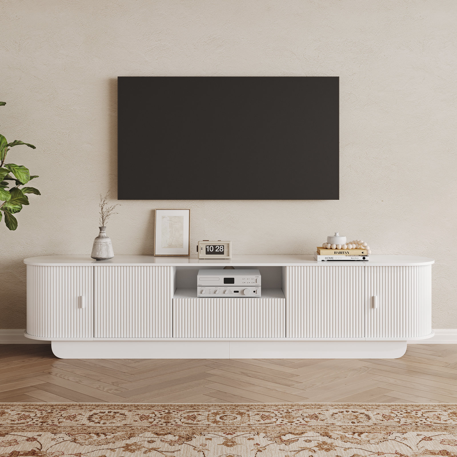 86.6" Curved Tv Stand