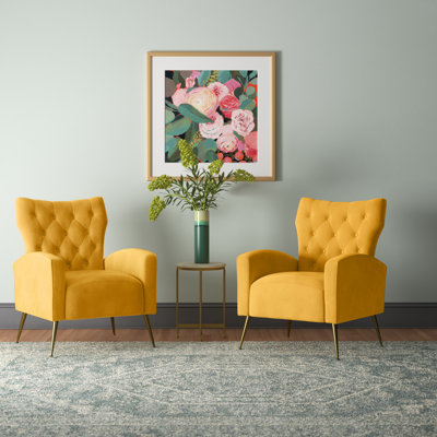 Fauteuil à oreilles en velours de polyester Tonas
