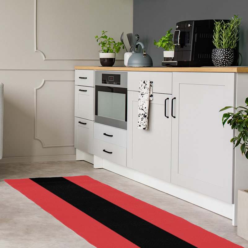 Tapis de zone rouge/noir, Tapis de couloir 2 pi 6 po x 8 pi