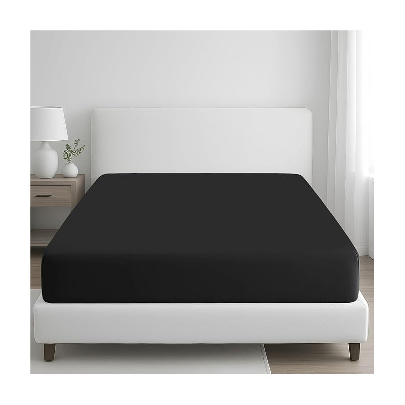 100% Egyptian Cotton Fitted Sheet – Extra Deep 35cm Pocket, Soft & Breathable Luxury Hotel Quality Bedding with Durable Elastic