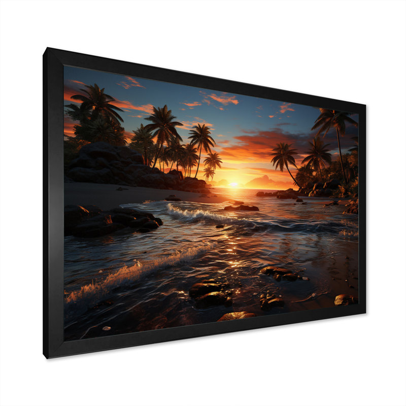 «Dominicain Sunset Serenade II», reproduction sur toile, H 12 po x l 20 po x P 1 po, Cadre photo noir