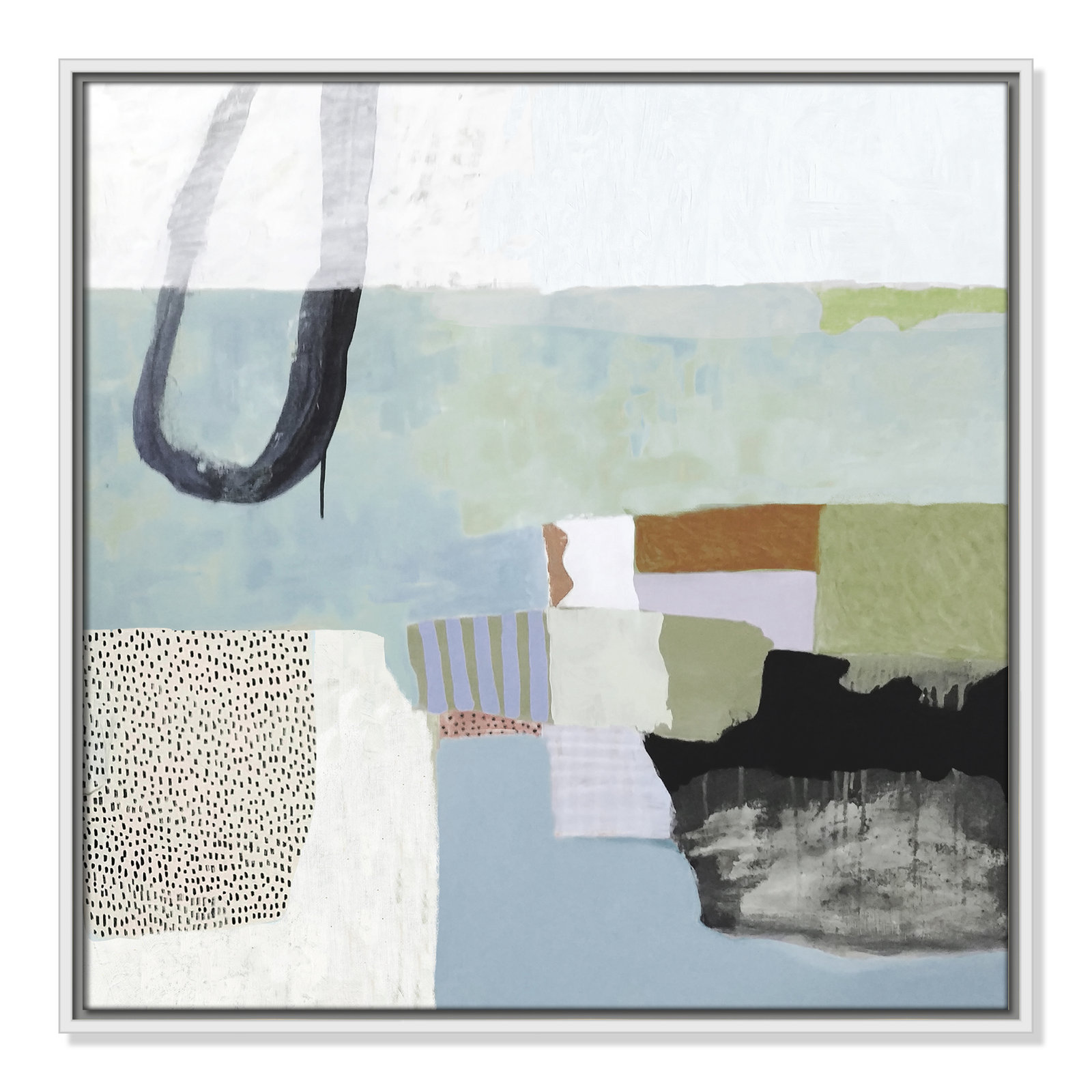 Concorde "Blue Rhythm" Painting by Nathaniel Mather, 25.5" H x 25.5" W x 2" D, White Framed Canvas, No Mat