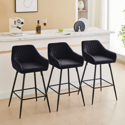 Upholstered Counter Stool with Metal Frame