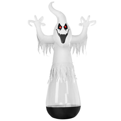 Décoration gonflable d'Halloween de 3,65 m (12 pi) représentant un fantôme blanc à moitié sculpté, en PVC transparent avec 2 lumières DEL et 1 projecteur, prise américaine de 12 V, idéale pour décorer votre jardin, votre pelouse ou votre porche.