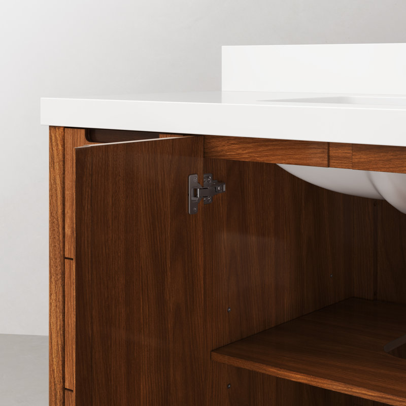 Sequoia 48 In. Single Sink Whitebrook Quartz Countertop Bath Vanity in Mango Wood, Noir Juglans