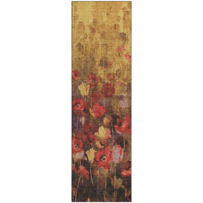 Premium Machine Washable Lyndhurst AMF992 Floral Rug