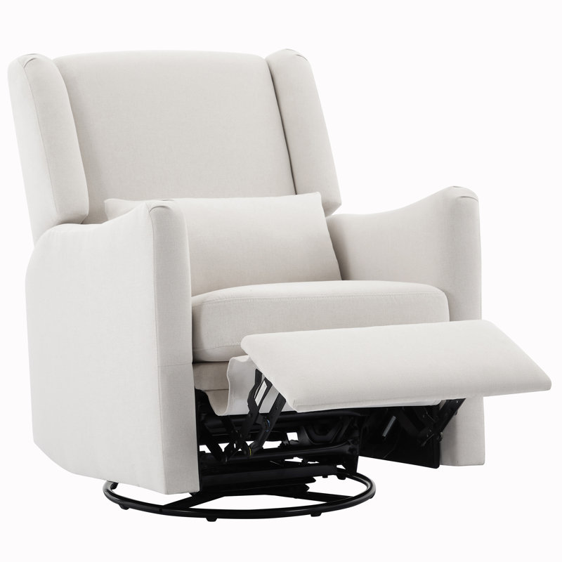 29.5'' W Swivel Rocker Recliner Chair, Beige Linen