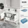 48“ Double Sink Bathroom Vanity With Resin Countertop, Zinc Alloy Faucet, 2 Soft-Close Doors 2 Smooth Drawers 1 Open Shelf