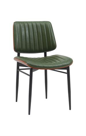Chaise d'intérieur Mid-Century moderne en métal avec assise et dossier en vinyle vert