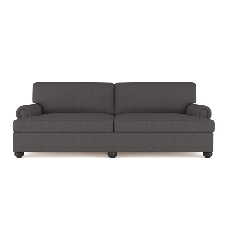 Leroy Rolled Panel-Arm Daybed with Bun Feet, Vintage Leather Oyster, Ebony