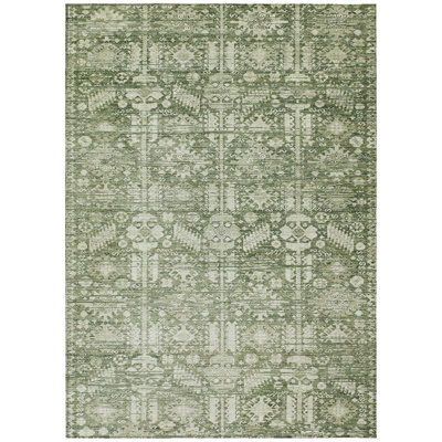 Machine Washable Indoor/Outdoor Xhevrie Aloe Rug