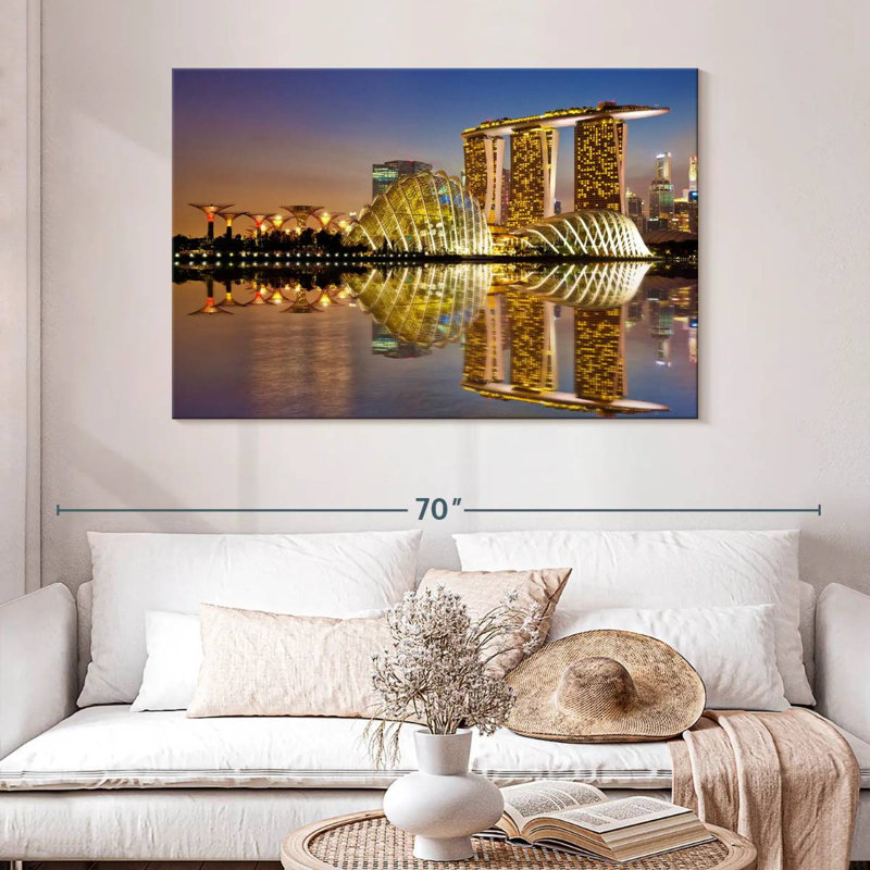 Kavia illuminé la nuit de Singapour, H 32 po x l 48 po