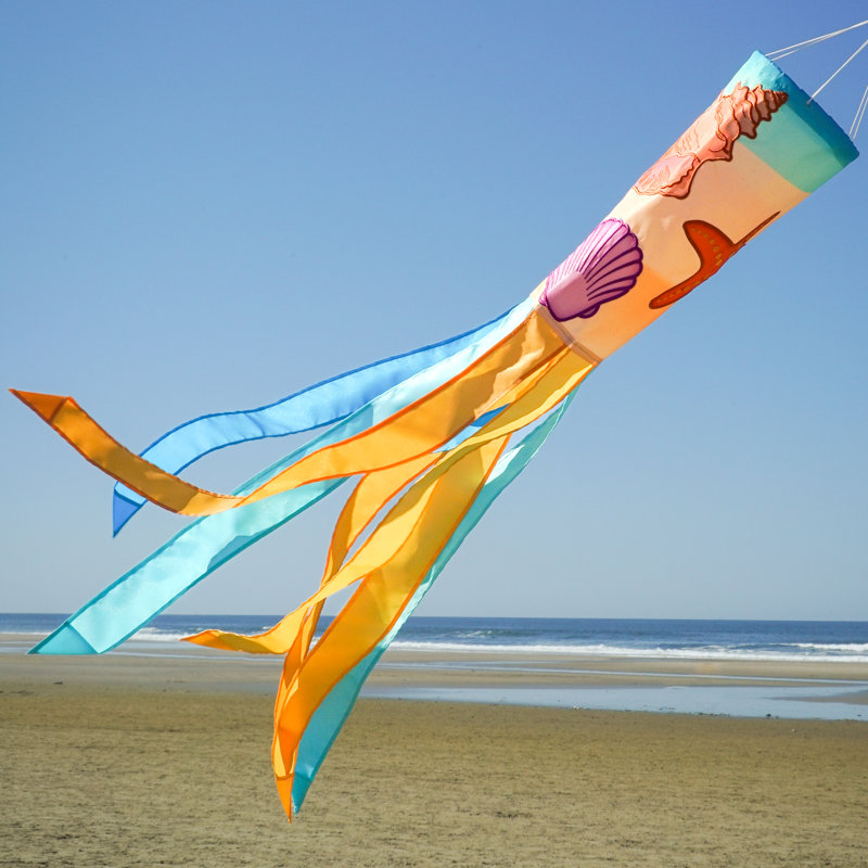 Seashell Applique Multicolor 40-Inch Outdoor Windsock