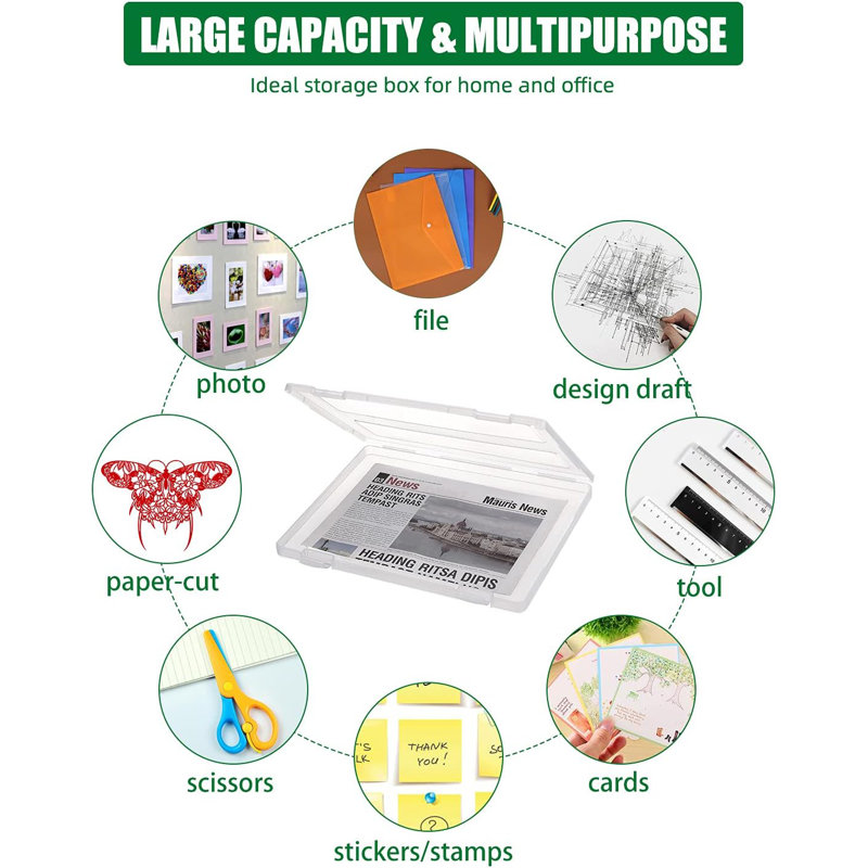 4 Pack A4 Paper Organizer Box, Plastic Scrapbook Paper Organizer Containers
