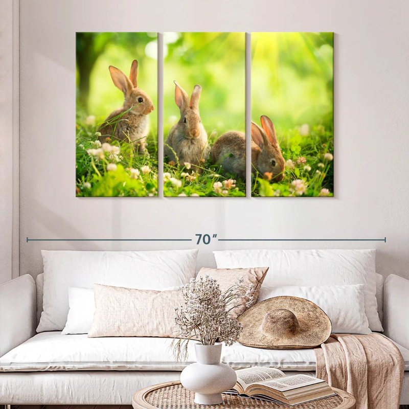 Brampt Rabbits By The Meadow, H 32 po x l 50 po