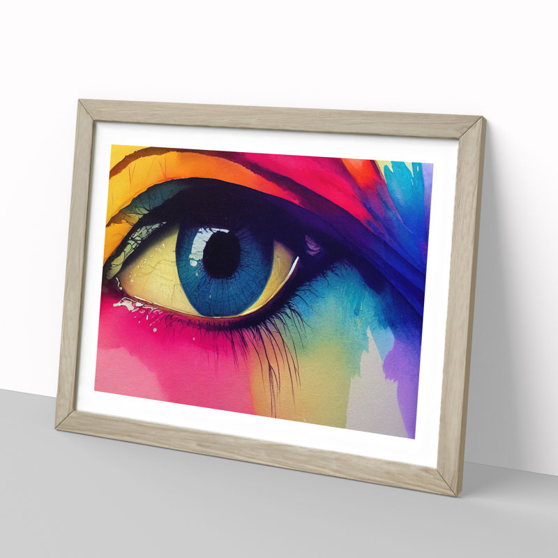 Watercolour Human Eye Vol.1 - Single Picture Frame Print, 46cm H x 64cm W x 2cm D, Oak