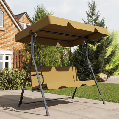 Heavy Duty 3-Person Outdoor Glider Swing with Adjustable Canopy – Patio Bench for Backyard, Porch , Lawn