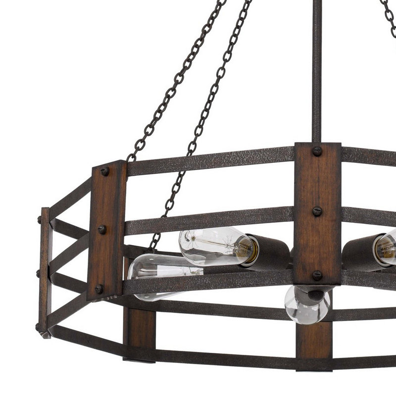 5 - Light Wood Drum Chandelier