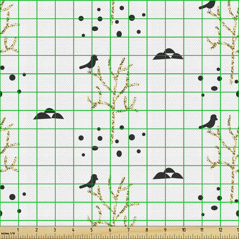 Chineta Scandinavian Style Ornament Bare Trees and Birds Multi-Purpose Fabric