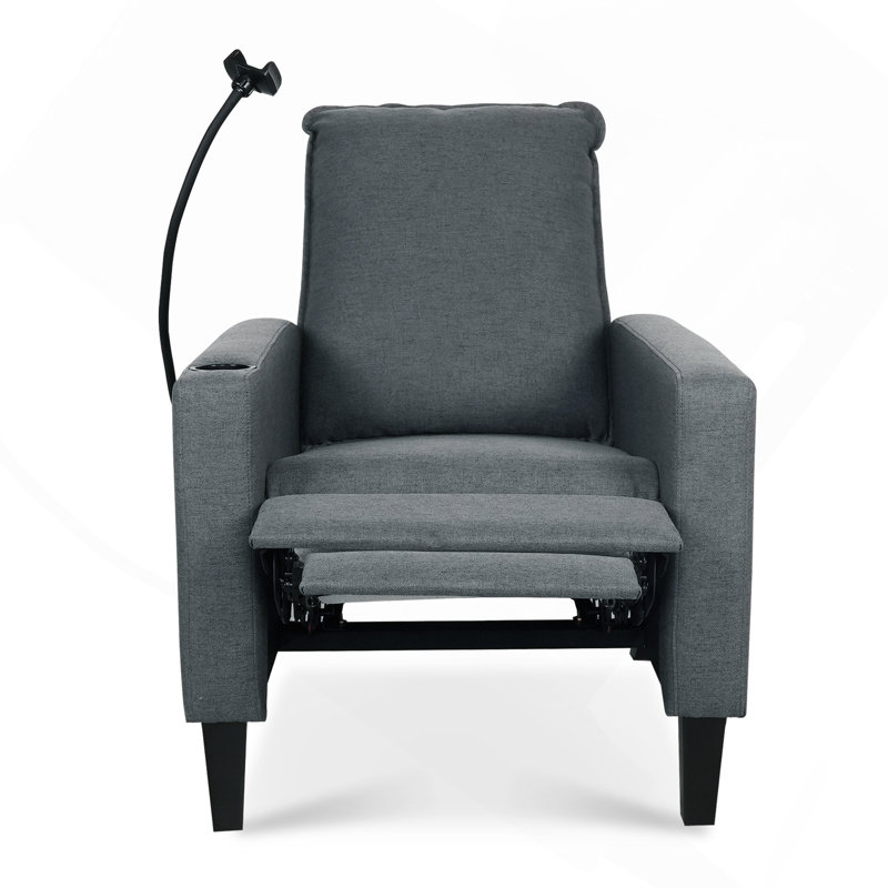 Recliner Chairs For Adults, Adjustable Recliner Sofa With Mobile Phone Holder & Cup Holder, Modern Reclining Chairs Fabric Push Back Recliner Chairs For Living Room, Bedroom - Gray