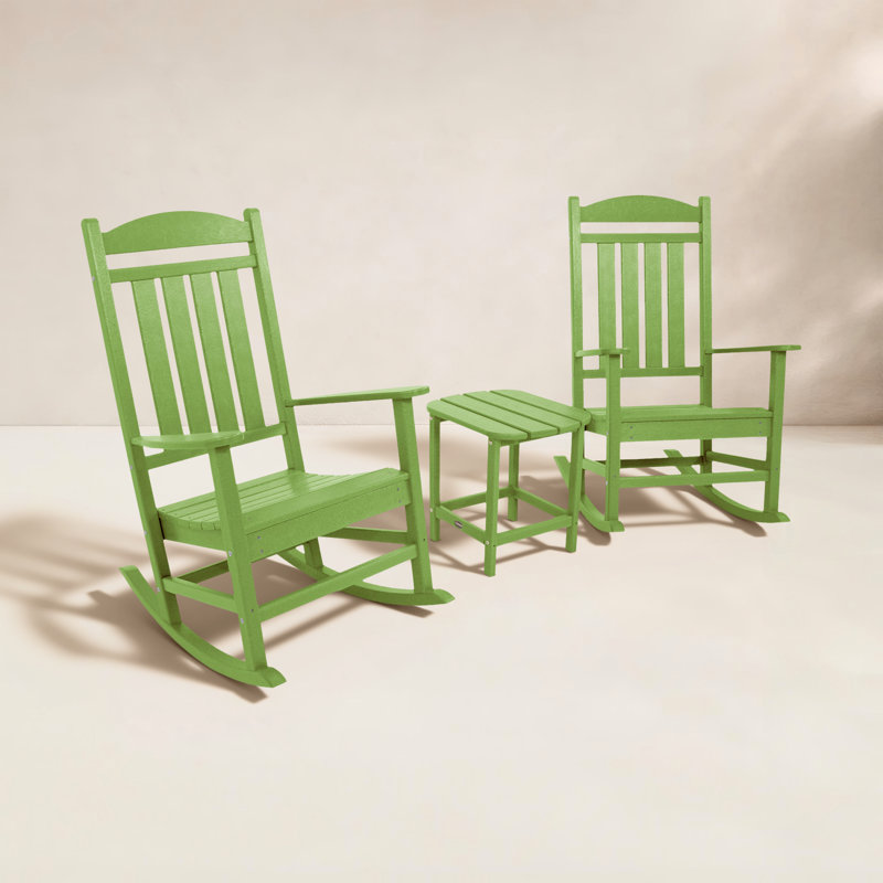 Ensemble 3 pièces de chaise berçante POLYWOOD, Limette
