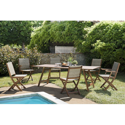 Trista 6 - Person Acacia Rectangular Solid Wood Patio Dining Set