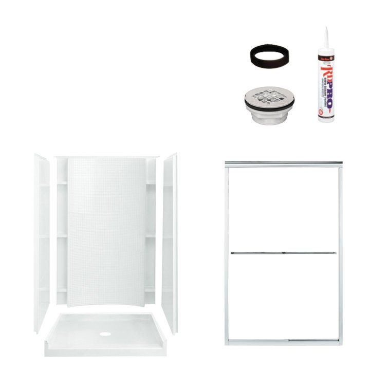 Accord 48" W x 77" H Framed Rectangle Sliding Shower Stall and Base Included
