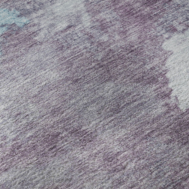 Premium Machine Washable Mayfield AMF2108 Abstract Rug, 2'3" x 7'6" Runner, Lavender