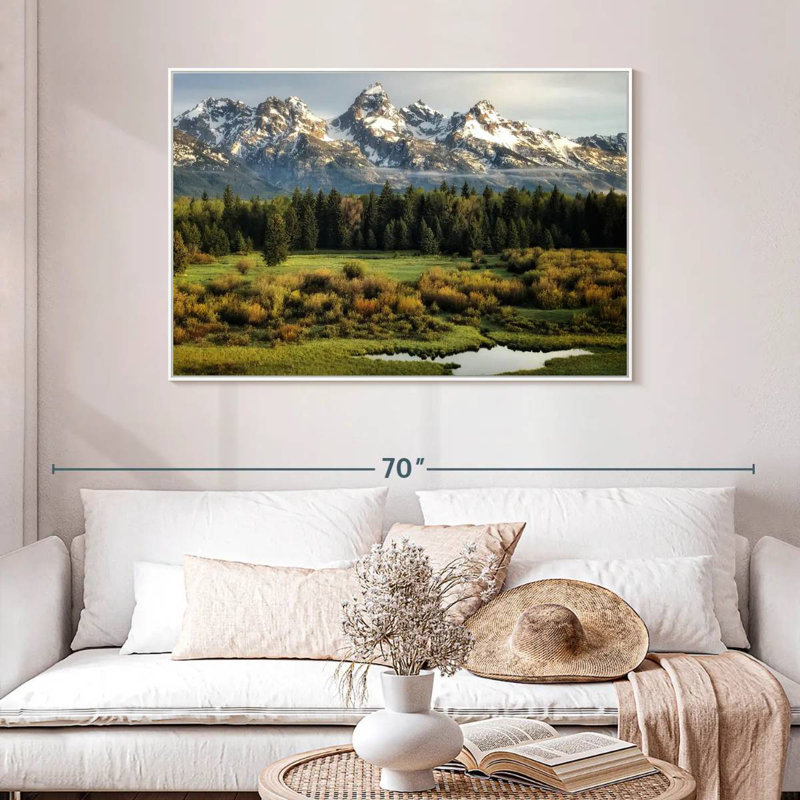 Grand Teton Beauty, Cadre flottant blanc, 46 po x 31 po