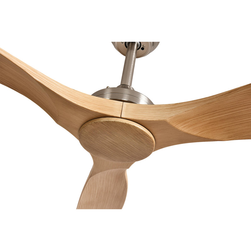 Ventilateur de plafond 52 po intérieur / extérieur argenté et naturel pour patio avec télécommande et minuterie de moteur réversible à 6 vitesses