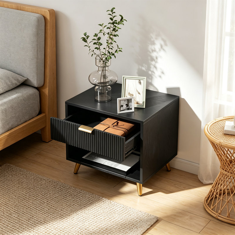 50 cm W Bedside Table, Black