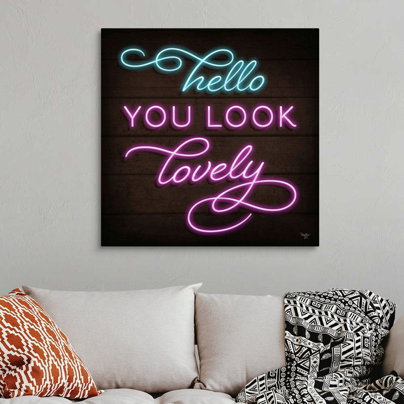 «Neon Hello Mollie B.», reproduction d'art sur toile tendue, Toile tendue, H 36 po x l 36 po x P 1,25 po