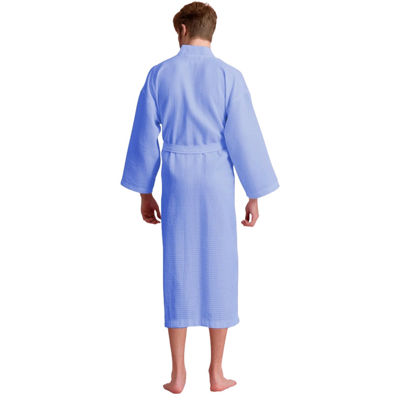 Peignoir mi-mollet avec poches Ellisurg Waffle, Bleu
