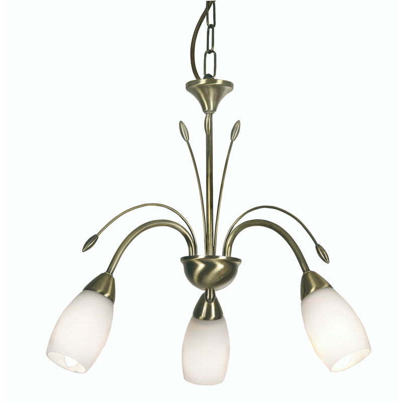 Bradwood 3 - Light Shaded Chandelier, Antique Brass